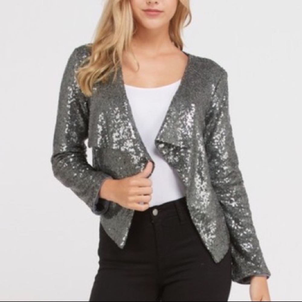 Sequin Vegas Jacket Gunmetal Pair with our Spanx - Picture 2 of 3